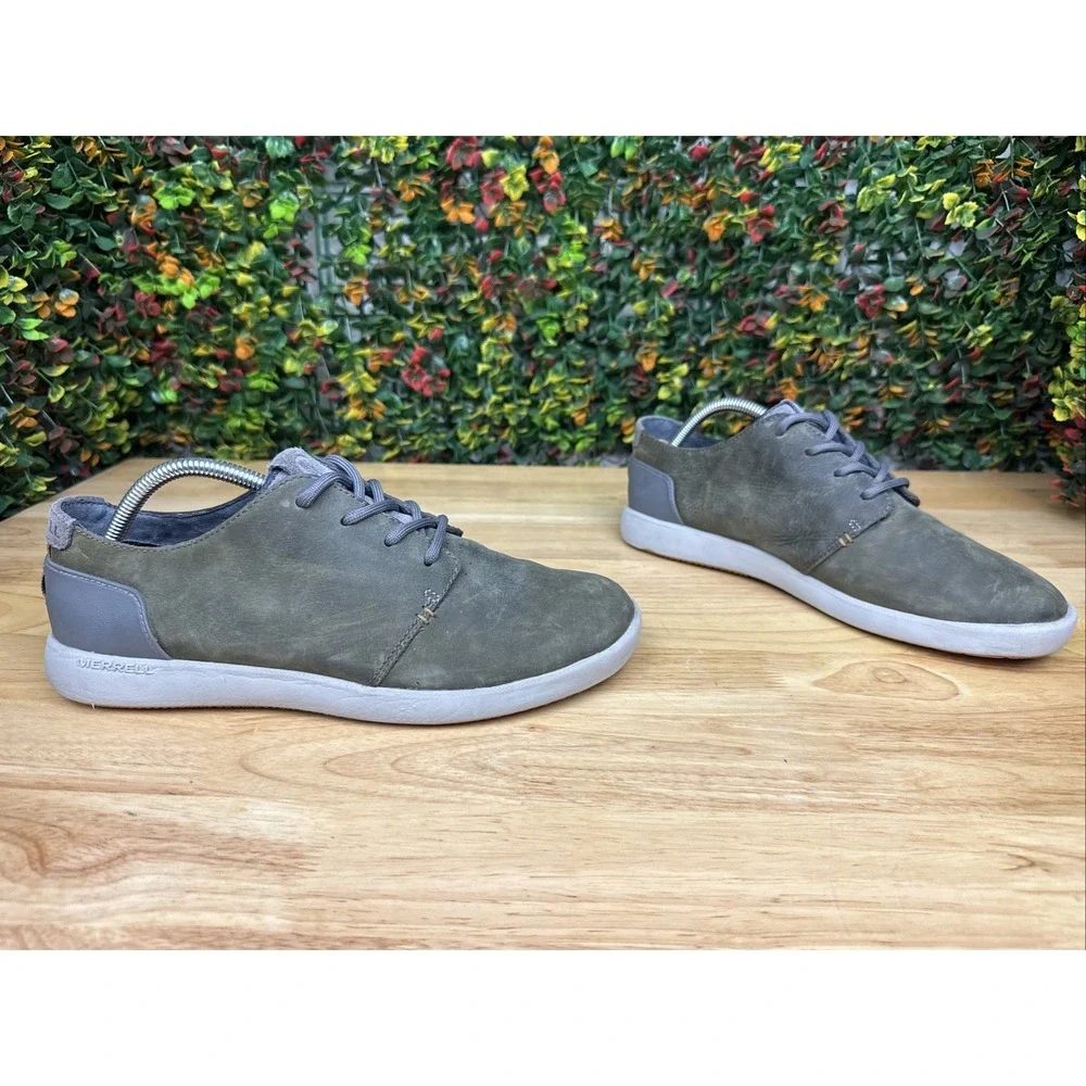 Merrell Freewheel Leather Casual Shoes Loafers Charcoal Gray Green Mens 9 J69189
